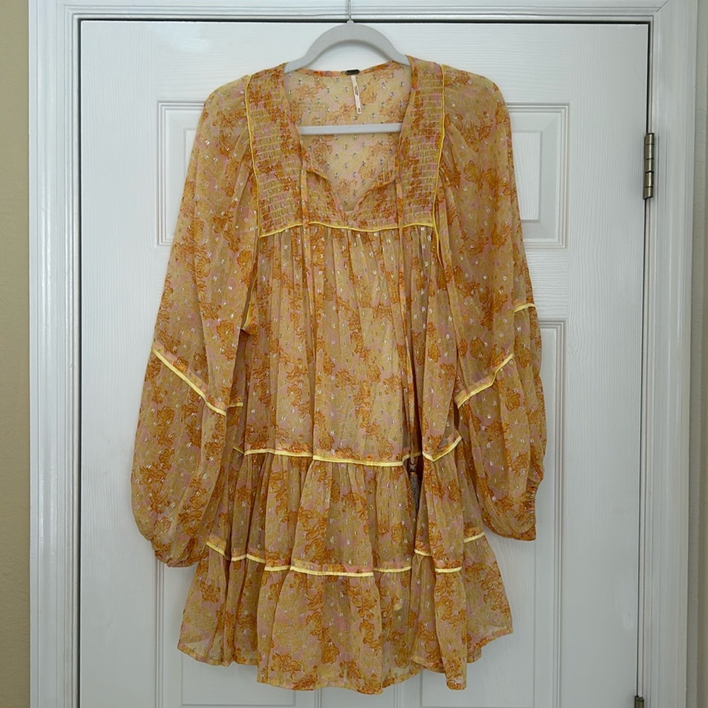 Free people orange shimmery dress